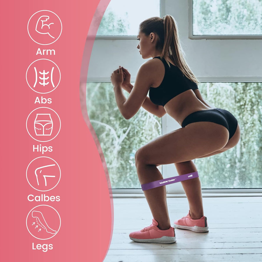 WIKDAY Resistance Bands Set - 5 Workout Loops for Men Women Home Gym Fitness