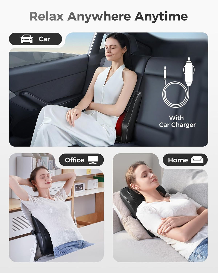 Boriwat Back Massager with Heat for Neck, Shoulder, Leg Pain Relief