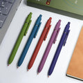 Gel Pens, 5 Pcs 0.5mm Black Ink Pens Fine Point Smooth Writing Pens with Silicone Grip, High-End Series Metal Clip Retractable Pens for Journaling Note Taking (Vintage)