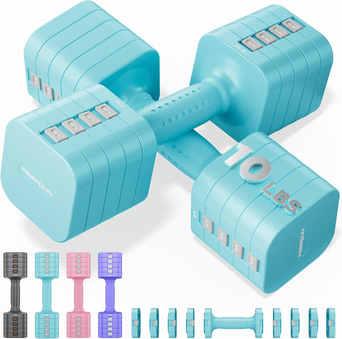 FEIERDUN DB3 5-in-1 Adjustable Dumbbell Set of 2 for Women and Men