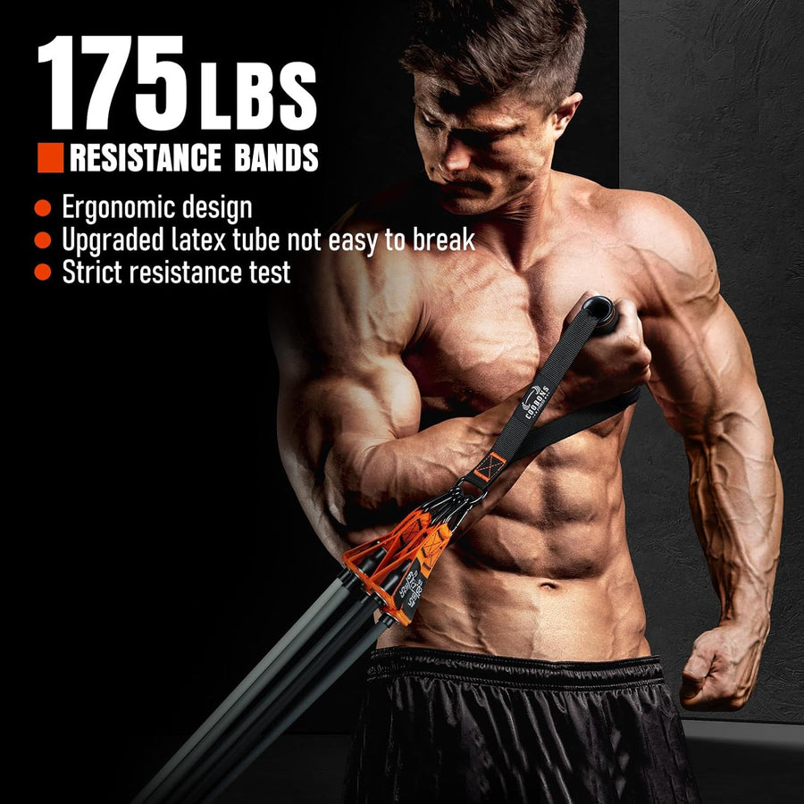 175lb Resistance Bands with Handles, Ankle Straps & Door Anchor for Full-Body Workouts