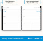 Blue Sky 2026 Weekly and Monthly Planner Calendar, Includes January 2026 - December 2026, 8.5" x 11", Flexible Cover, Wirebound, Laminated Tabs, Storage Pocket, Enterprise