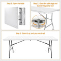 6ft Folding Table - Heavy Duty Portable Table for Parties, Camping & BBQs, Folds in Half for Easy Storage, No Assembly Required, White