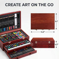Color More 175 Piece Deluxe Art Set with 2 Drawing Pads, Acrylic Paints, Crayons, Colored Pencils, Paint Set in Wooden Case, Professional Art Kit, Art Supplies for Adults, Teens and Artist, WoodMuse Plus