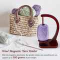 JUCPASH Yarn Holder for Crocheting and Knitting, Wooden Yarn Spinner with Magnetic Rotating Mechanism and Anti-Slip Pads, Crochet Gift for Knitting Lovers - Brown
