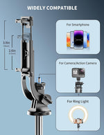 71" Phone Tripod & Selfie Stick, All in One Extendable Cell Phone Tripod with Wireless Remote, Tripods Stand for iPhone & Travel Selfie Stick 360° Rotation Compatible with iPhone Android, Camera