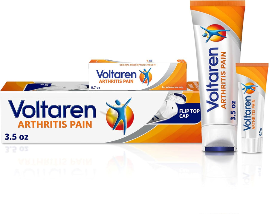 Voltaren Arthritis Pain Gel for Powerful Topical Arthritis Pain Relief with Diclofenac - NEW Easy Open Cap - 100 g Tube And 20 g Travel Size Tube