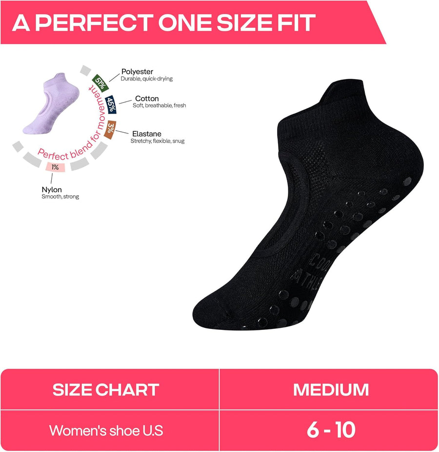 CoolMate Pilates Socks for Women, Non-Slip Yoga Socks