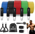 WHATAFIT Resistance Bands Set - 5 Levels, Handles, Straps, Anchor for Home Gym