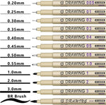 Muchcute Micro Fineliner Drawing Art Pens: 12 Black Fine Line Waterproof Ink Set Artist Supplies Archival Inking Markers Liner Sketch Outline Anime Gifts Manga Sketching Watercolor Zentangle Kit Stuff