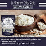 Le Marinier Celtic Salt Organic Grey Coarse, 1.1lb - 18oz. Mineral Rich 100% Natural and Unrefined French Sea Salt Organic. Hand Harvested Mineral Sea Salt, Sel Gris (1.1lb Grey Coarse)