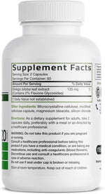 Bronson Ginkgo Biloba Extra Strength Supports Brain Function & Memory Support, 120 Vegetarian Capsules