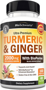 Turmeric Curcumin with Black Pepper Extract 1500mg - High Absorption Ultra Potent Turmeric Supplement with 95% Curcuminoids and BioPerine - Non GMO Tumeric Capsules for Joint Support - 90 Capsules