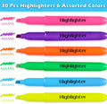 V-Opitos 30 Pack Highlighters in 6 Assorted Colors, No Bleed, Bright With Soft Chisel Tips, Ideal for Office and School Supplies