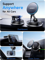 ANDERY Only for iPhone Magsafe Car Mount Charger [15W Wireless Faster Charging, 78+LBS Strongest Suction, 2400gf Strongest Magnetic] 360° Adjustable Car Phone Holder, Phone Holders for Your Car