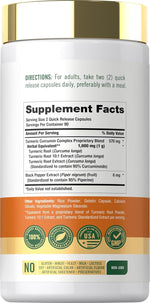Carlyle Turmeric Curcumin with Black Pepper | 180 Capsules | Turmeric Complex Supplement | Non-GMO, Gluten Free