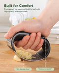 Vantic Garlic Press Rocker - Stainless Steel Garlic Crusher, Mincer and Chopper with Peeler & Scraper, Easy Kitchen Gadget for Effortless Smashing