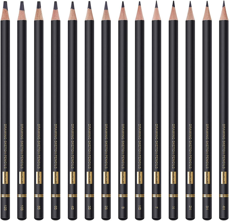 MARKART Professional Drawing Sketching Pencil Set - 14 Pieces,Graphite,(12B - 4H), Ideal for Drawing Art, Sketching, Shading, Artist Pencils for Beginners & Pro Artists