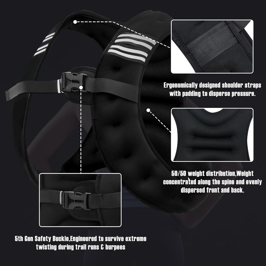 NATURELUX Weighted Vest for Men & Women - 5-30lbs Adjustable Weight Vest for Workouts, Running, Walking