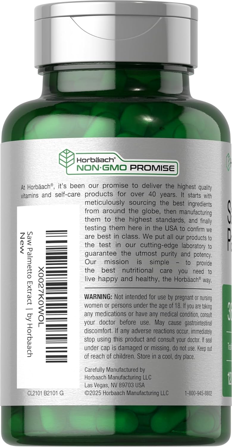 Horbäach Saw Palmetto Extract 120 Capsules Non-GMO Gluten Free