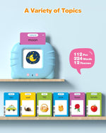 Talking Flash Cards for Toddlers 1 2 3 4 Year Olds, Montessori Language Learning with 224 Words, Pocket Speech Therapy and Autism Playthings, Children's Sensory Educational Device
