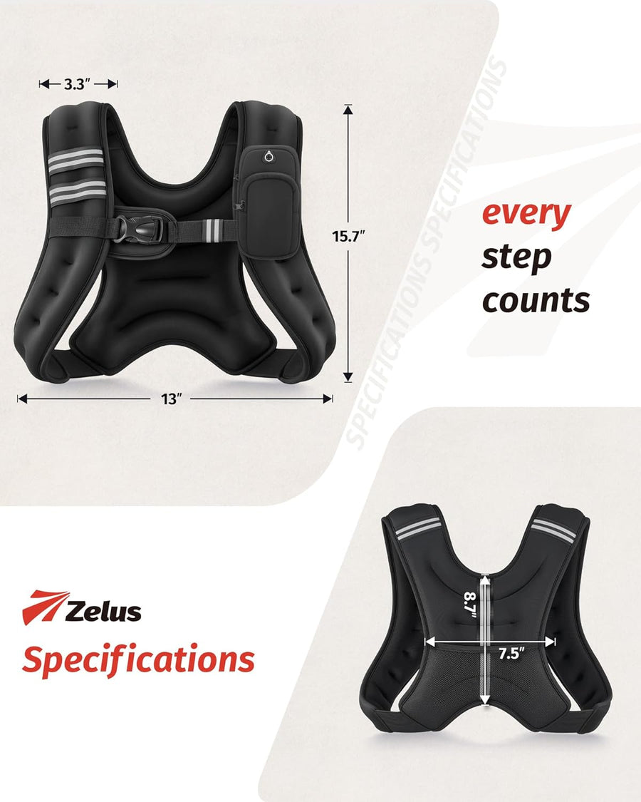 ZELUS Weighted Vest for Workout, Strength Training, Running - 6lb to 30lb