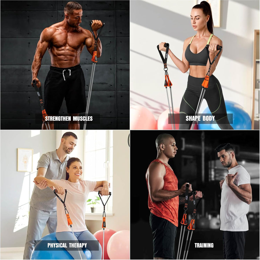 175lb Resistance Bands with Handles, Ankle Straps & Door Anchor for Full-Body Workouts