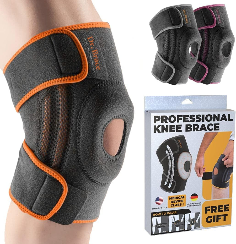 DR. BRACE ELITE Knee Brace with Side Stabilizers & Patella Gel Pads for Maximum Knee Pain Support and fast recovery for men and women-Please Check How To Size Video (Mercury, Large)