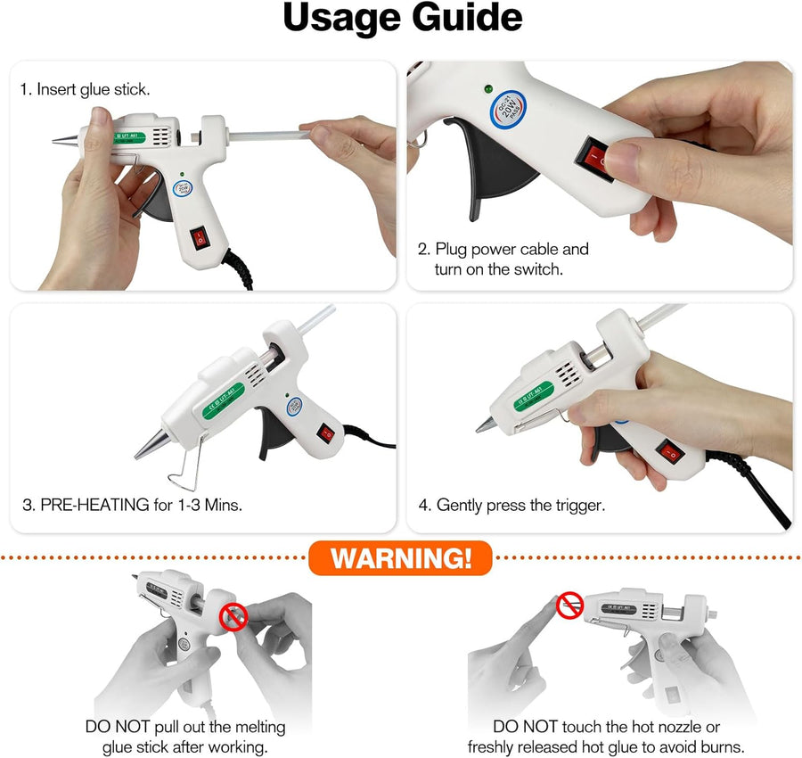 Mini Hot Glue Gun Kit with 30 Glue Sticks - Fast Preheating Hot Melt Gun, High Temp for School Crafts DIY Arts and Quick Home Repairs(White)