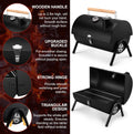 Joyfair Portable Charcoal Grill with Thermometer, Small Tabletop Barbecue Grill for Outdoor Camping Backyard Party BBQ Cooking, Extra Thick Steel & Heavy Duty, Innovative Design & Easy Assembly