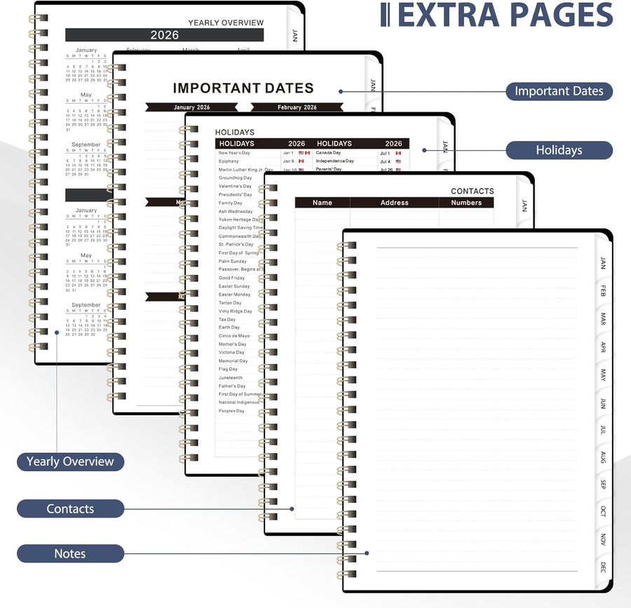 2026 Planner, Weekly and Monthly Calendar Academic Planner, Jan 2026 - Dec 2026, Planning Agenda Book for Desk Accessories and School Supplies - A5 (6.3'' x 8.5'')