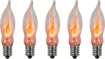 Creative Hobbies A101 Flicker Flame Light Bulb - 3 Watt, 130 Volt, E12 Candelabra Base, Nickel Plated Base - Dances with a Flickering Orange Glow | 5 Pack