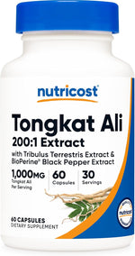 Nutricost Tongkat Ali 1,000mg 120 Capsules - with Tribulus Terrestris and BioPerine, Vegetarian Caps, Non-GMO, Gluten Free, Potent Extract