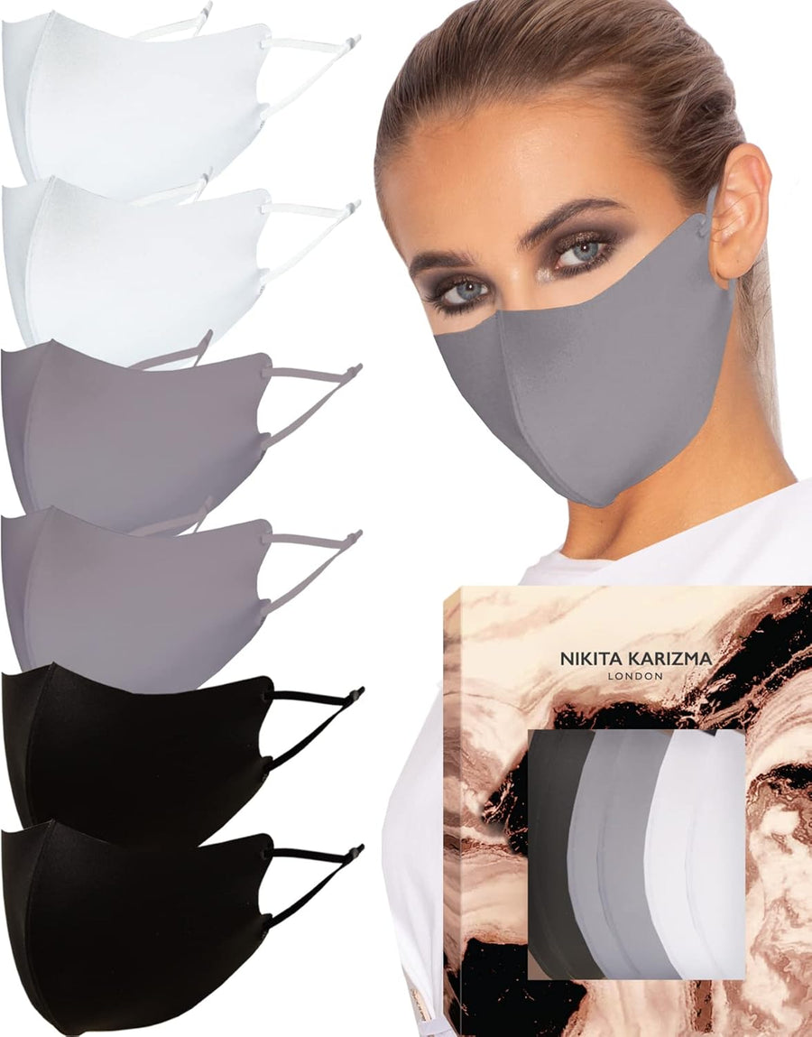 KARIZMA Face Wardrobe Cloth Face Mask. 6 Soft Masks Washable Fabric with Adjustable Ear Loops. ‘Earth Shades’ Pack. Face Mask Reusable and Stretchy. Fabric Face Masks 6 Pieces