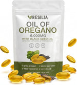Resilia Softgels with Black Seed Oil 6000mg – Premium Grade Oregano Oil Capsules for Immune & Digestive Support – Non-GMO, Gluten-Free Softgels – Natural Herbal Wellness Supplement (60 Count)