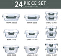 M MCIRCO 24-Piece Glass Food Storage Containers with Upgraded Snap Locking Lids,Glass Meal Prep Containers Set - Airtight Lunch Containers, Microwave, Oven, Freezer and Dishwasher