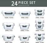 M MCIRCO 24-Piece Glass Food Storage Containers with Upgraded Snap Locking Lids,Glass Meal Prep Containers Set - Airtight Lunch Containers, Microwave, Oven, Freezer and Dishwasher