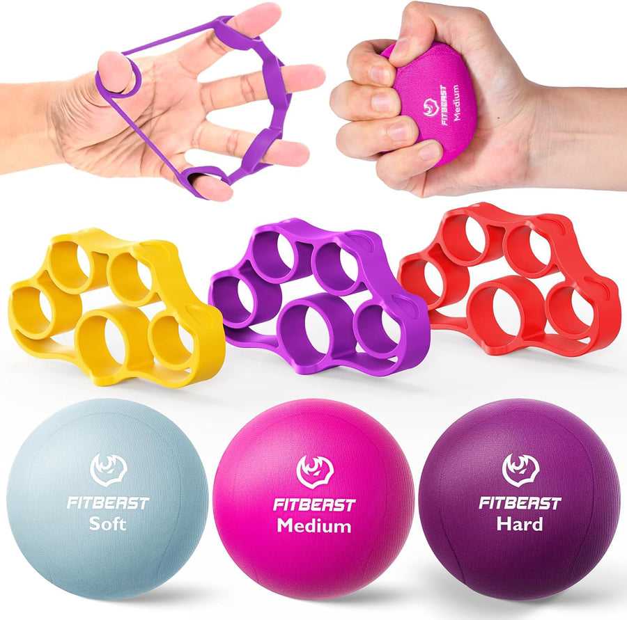 FitBeast 6-Piece Grip Strength Trainer Kit for Hand Therapy & Rehab
