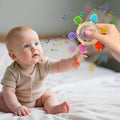 Baby Teething Rings Toys for 0-6 6-12 Months Baby Rattle Teether Sensory Toys for Babies 0-24Months Silicone Teether Relief Chew Soothing Sore Gums for Newborn Infant Essentials BPA Free