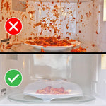 HOVER COVER Magnetic Splatter Cover, 12-Inch Clear BPA-Free Food Lid, Vented Plate Guard with Steam Vents, Anti-Splash Microwave Lid, Dishwasher Safe, Space-Saving Magnetic Storage - Gray