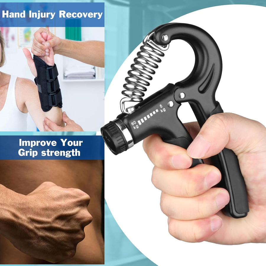 AIXPI Grip Strength Trainer - Adjustable 11-132 lbs Resistance, Forearm Exerciser for Muscle Building & Injury Recovery