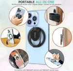 Magnetic Phone Ring Holder with Magsafe, Double Adjustable Gym Finger Ring Grip, Removable Phone Grip, for iPhone, iPad and Smartphones, Compatible with Magnetic Car Mount (Colorful)
