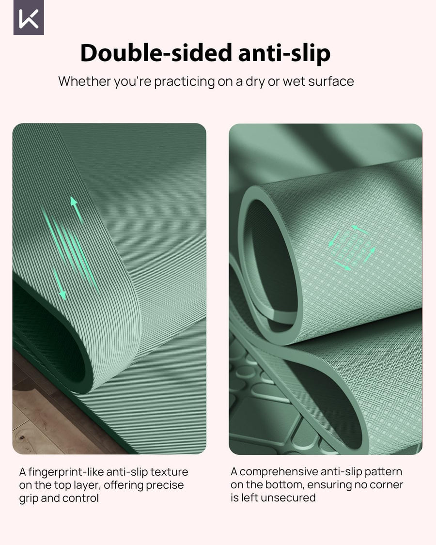 KEEP 7mm Thick Non-Slip Yoga Mat - Extra Wide 32" Fitness Mat for Home Workouts