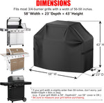 Grill Cover, 58 inch BBQ Gas Grill Cover for Outdoor Grill, Waterproof, Anti-UV, Rip-Proof, Fade Resistant Material, Barbecue Cover with Hook-and-Loop Straps & Adjustable Hem Drawstring, Black