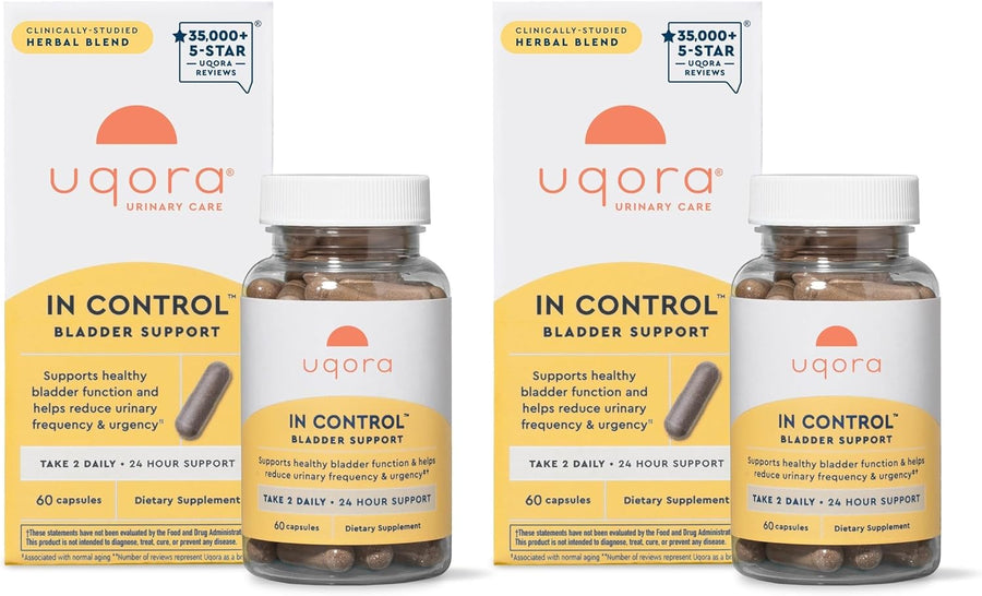 Uqora In Control Bladder Support - Daily Bladder Care & Support for Urinary Comfort - Made with botanicals, Like Horsetail & Spicebush - Gluten-Free & Vegetarian - 60 Capsules