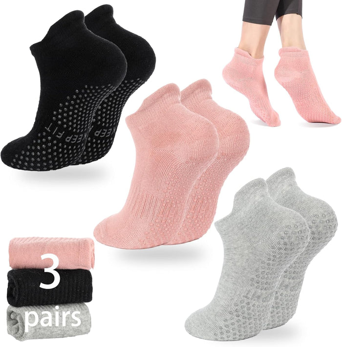 Loudashuaiqi Grip Pilates Socks for Women, Non-Slip Athletic Yoga Socks