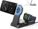 3 in 1 Magnetic Wireless for iPhone Charging Station: Foldable Portable Charger for iPhone 17-12 Pro Max & Apple Watch & AirPods, for Apple Multiple Devices Charger for Home,Office&Travel