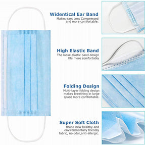 100 Pack Medical Disposable Face Masks for Protection 3 Layers Safety Face Masks
