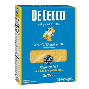 De Cecco Acini Di Pepe No. 78 Pasta, 16 Oz, Authentic, Slow Dried, Made with Semolina and Durum Wheat, Versatile Pasta for Sauces & Recipes, Made in Italy