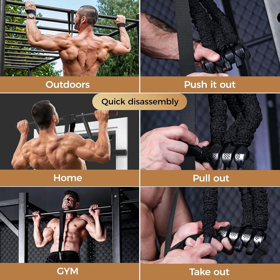 Innstar Heavy Duty Pull Up Assist Bands - Adjustable Resistance 165-265lbs with Fabric Feet/Knee Rest